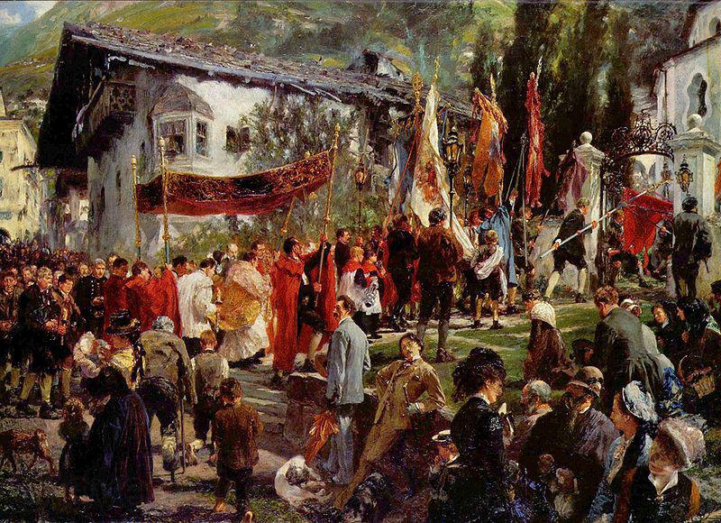 Adolph von Menzel Fronleichnamsprozession in Hofgastein Spain oil painting art